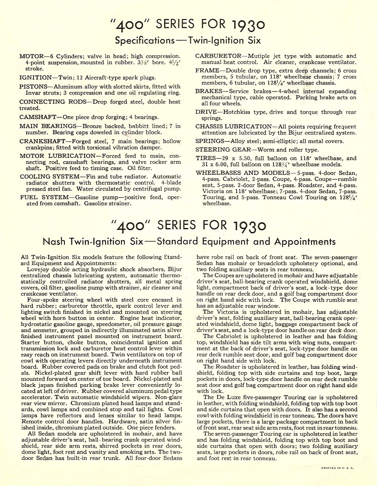 1930 Nash 400 Twin Ignition Six Coupes Folder Page 4